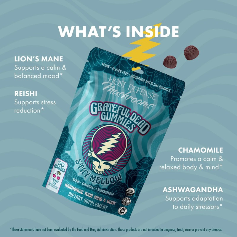 Grateful Dead Gummies™ – Stay Mellow™* 90 ct. Organic Fungi Perfecti