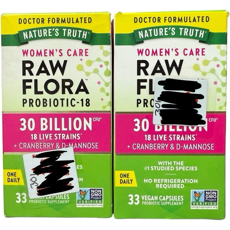(2) Women’s Care Raw FLora Probiotic-18 30 Billion 33ct EXP-06/2026 Free Ship!