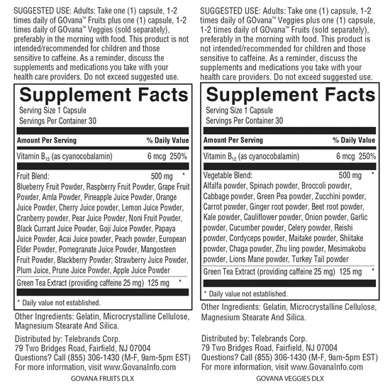 GOvana Ultra-Premium 24 Fruits Capsules 30 Ct Zero Carbs Supplement Green Tea gallery
