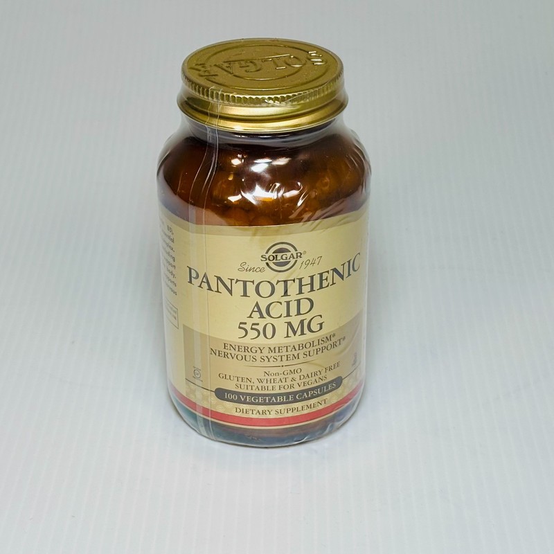 Solgar Pantothenic Acid 550mg 100 Veg Capsules New/Sealed Exp 10/27