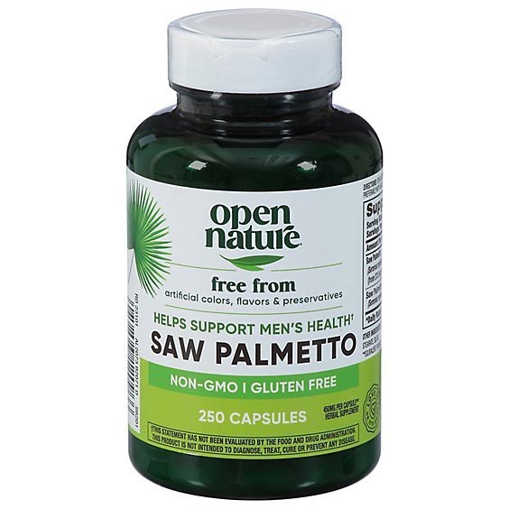 Open Nature SAW PALMETTO Men’s Health Supplement, 250 Capsules | Non-GMO