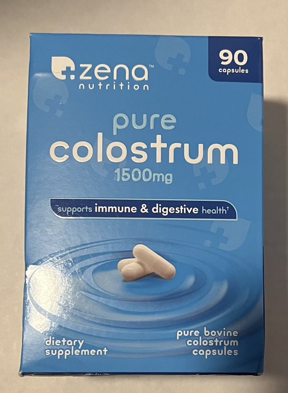 Zena Nutrition Pure Colostrum 1500Mg 90 Capsules Exp 12/26