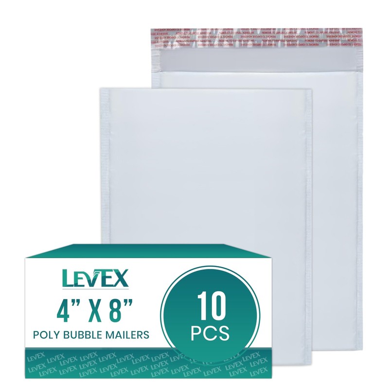 Levex - #000 4" x 8" [10 Pack] Poly Bubble Mailers, Padded Envelope Mailers, ...