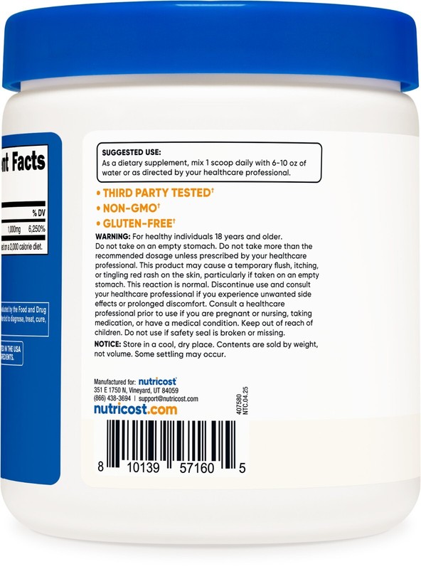 Nutricost Niacin Vitamin B3 Powder 250 Grams - 1G Per Serving gallery