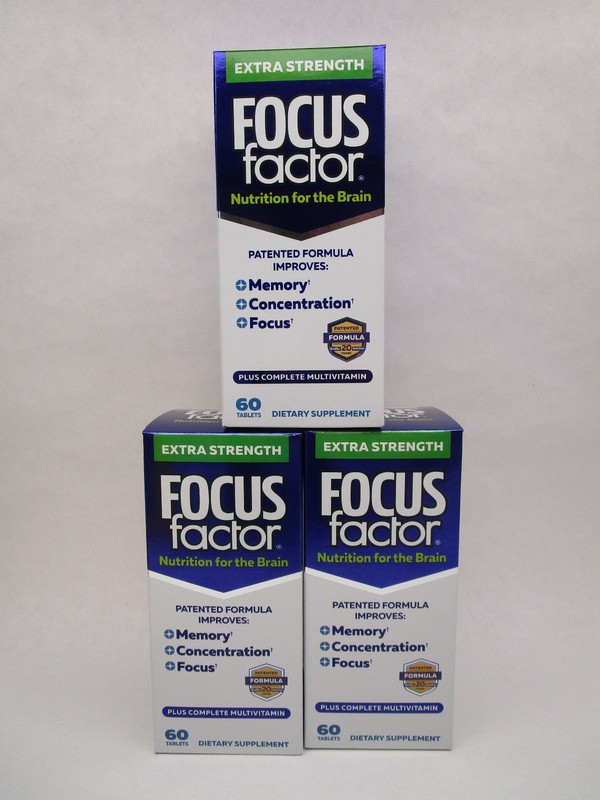 3 x Focus Factor Extra Strength Multivitamin Brain Health 60 Count Bottle 2/28
