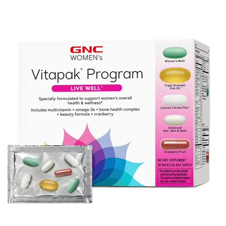 GNC Women’s Live Well Vitapak Program, Complete Nutrition, 5 Products in 1, With