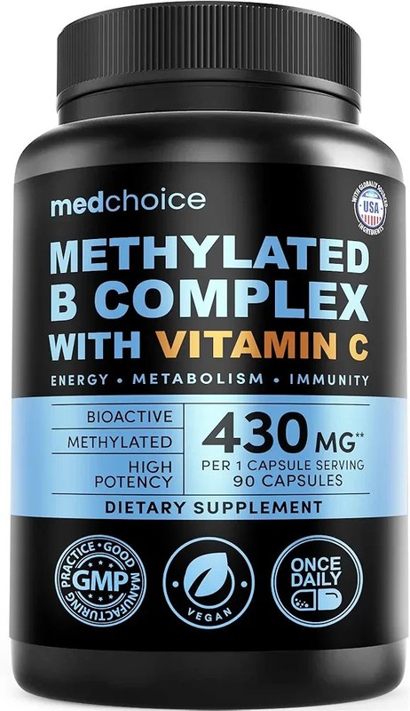 Methylated Vitamin B Complex B12 Methylfolate L-5-MTHF Vegan 90 Serv 9/27