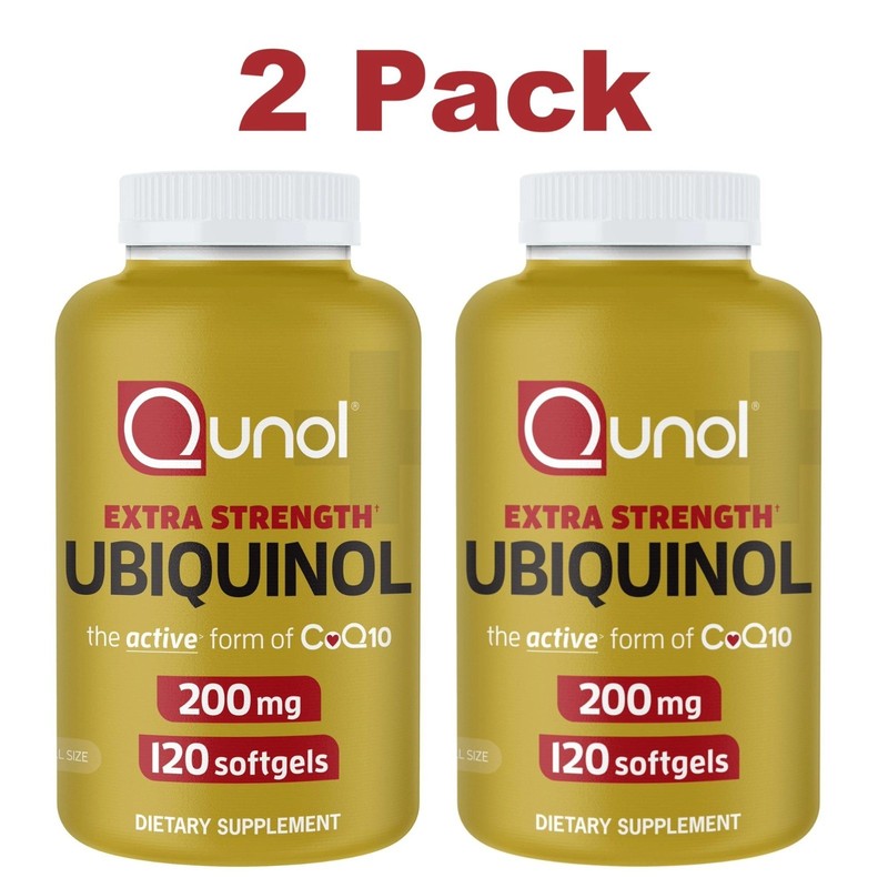 2 PACK Ubiquinol Qunol Extra Strength 200 mg 60 Softgels Exp. 08-2026 CoQ10