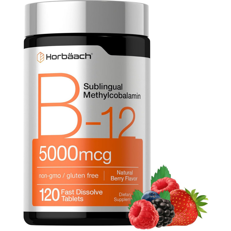 B12 Sublingual Methylcobalamin | 5000mcg | 120 Dissolvable Tablets | by Horbaach