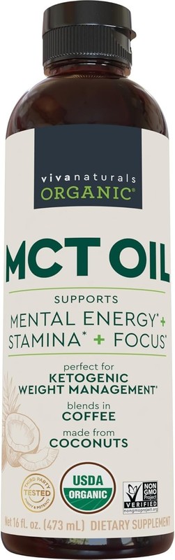 USDA Organic Keto-Friendly MCT Oil 16 oz – Enhances Focus & Supports Fat-Burning