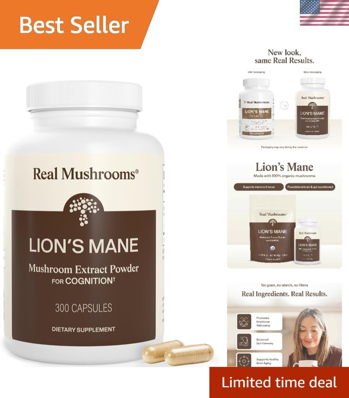 Lab Verified Lion’s Mane Mushroom Extract – 300 ct Capsules for Cognition