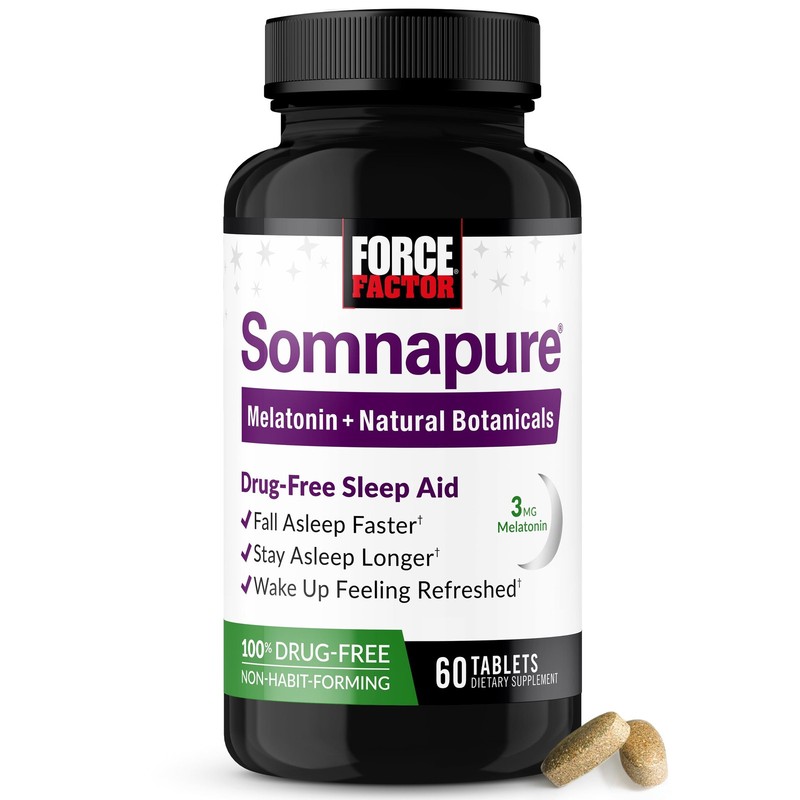 Force Factor Somnapure Drug-Free Sleep Aid for 60 Count (Pack of 1), White