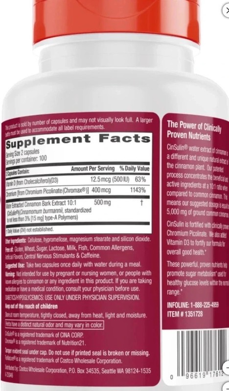 2 PACK trunature Advanced Strength CinSulin 500mg ,200 Vegetarian Capsules gallery