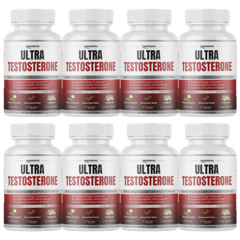 Ultra Testosterone Booster Supplement Formula for Men’s Vitality – 8 Bottles