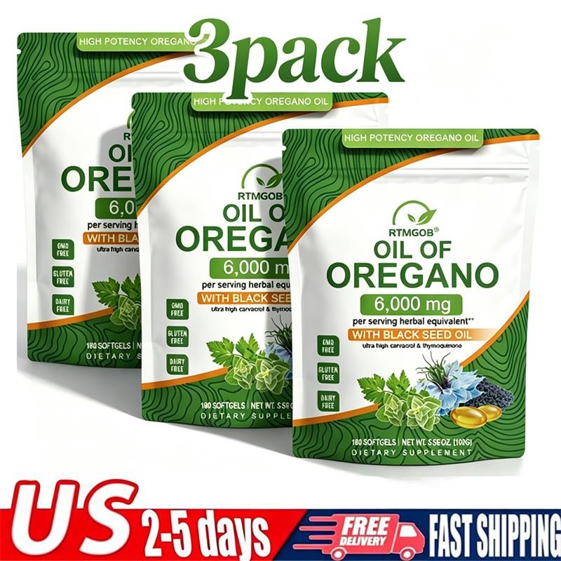 3 Pack Oil of Oregano & Black Seed Softgels Count ,Immune Support,180 capsules