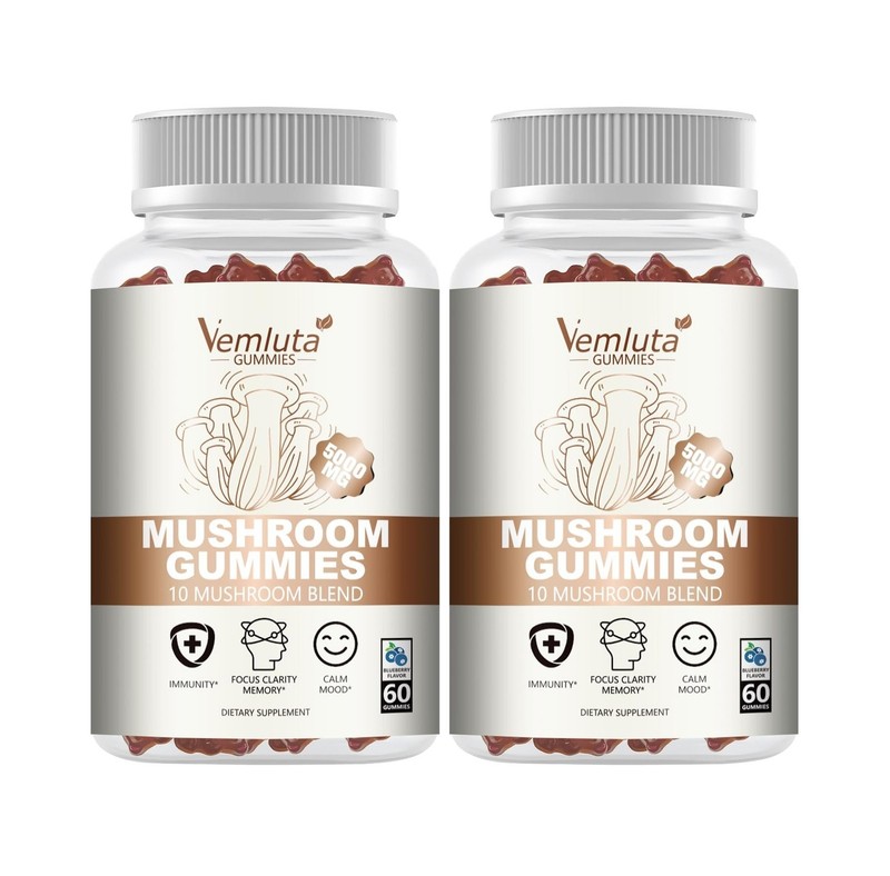 2 Packs 5000MG Mushroom Gummies -10 Blend Organic Mushroom Supp… USA Fast Ship