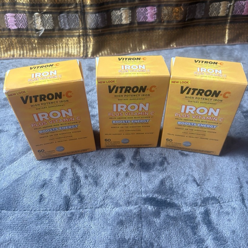 Vitron C High Potency Iron & Vitamin C Tablets 60ct ( 3 pack ) Boosts Energy