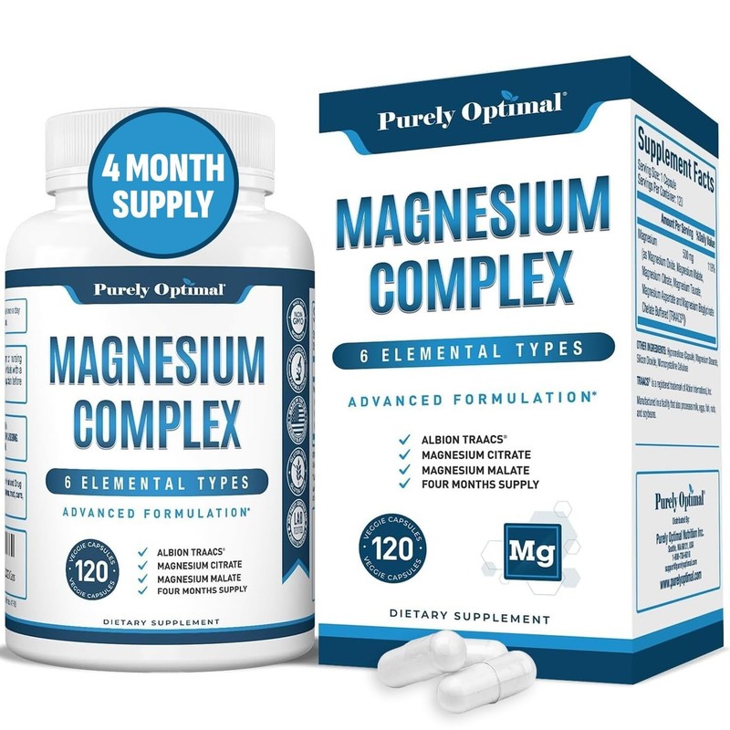 Purely Optimal Magnesium Complex 6 Forms Glycinate Citrate Malate | 120 Caps