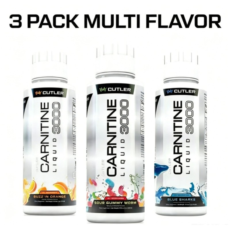 Cutler Nutrition 3 Pack Multi Flavor Carnitine Liquid 3000 Sports Energy Drink