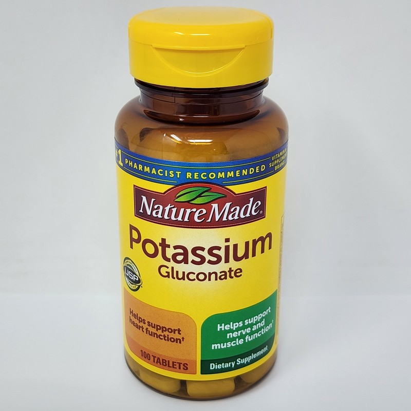 Nature Made Potassium Gluconate 550 mg, 100 Tablets, Exp 07/2029