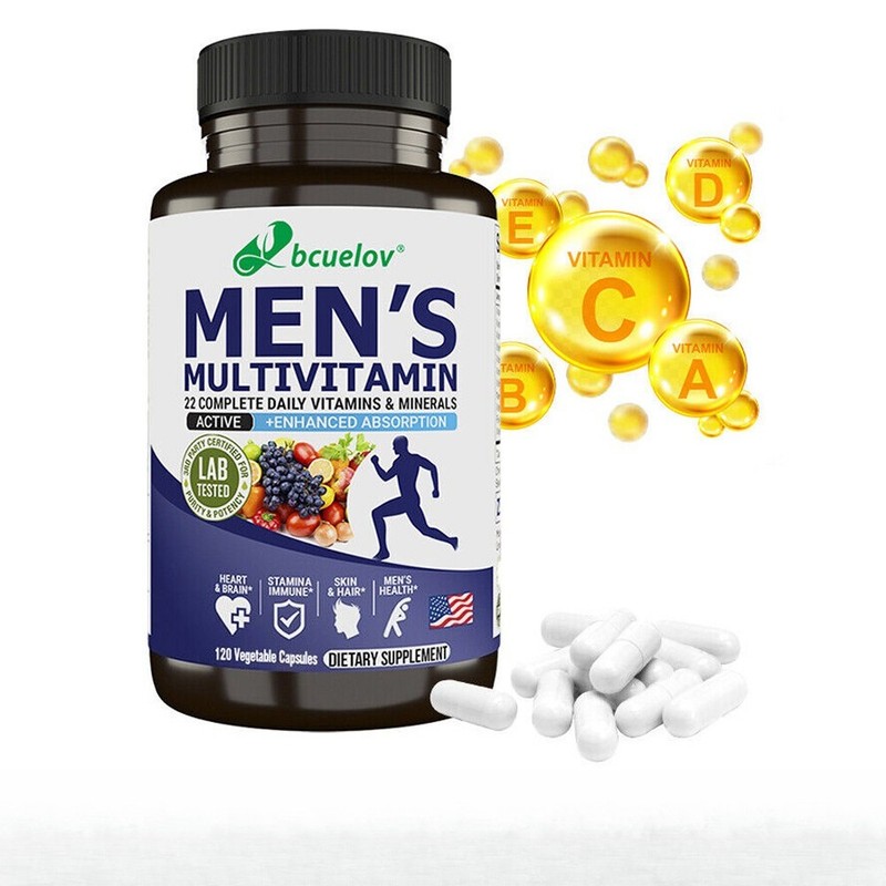 Men’s Multivitamin 900mcg Prostate Heart Brain Skin Hair Health 120 Capsules US