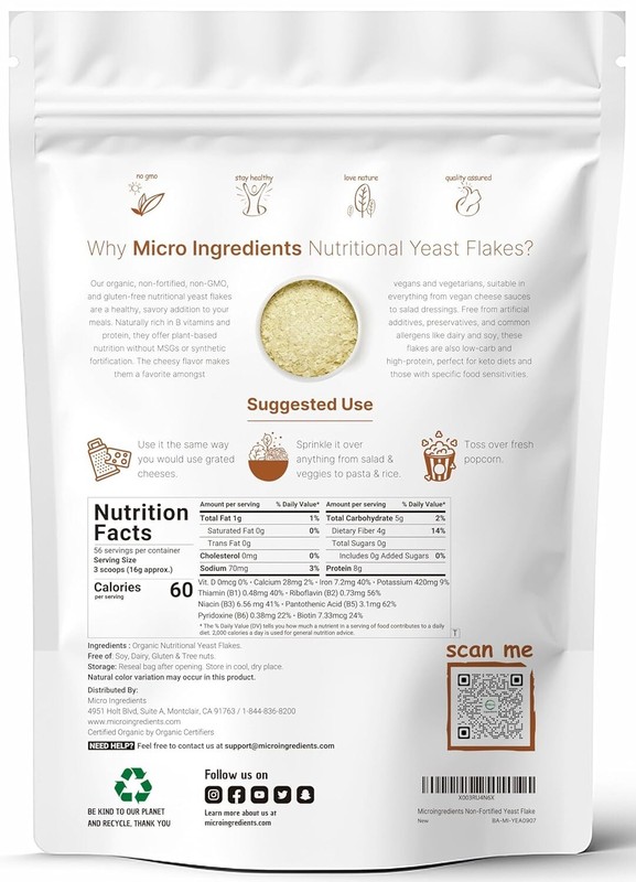 2 Pounds Organic Nutritional Yeast Flakes - Rich in B Vitamins, Keto Friendly gallery
