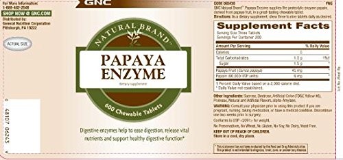 GNC Natural Brand Papaya Enzyme, 240 240 Count (Pack of 1), Multicolor gallery