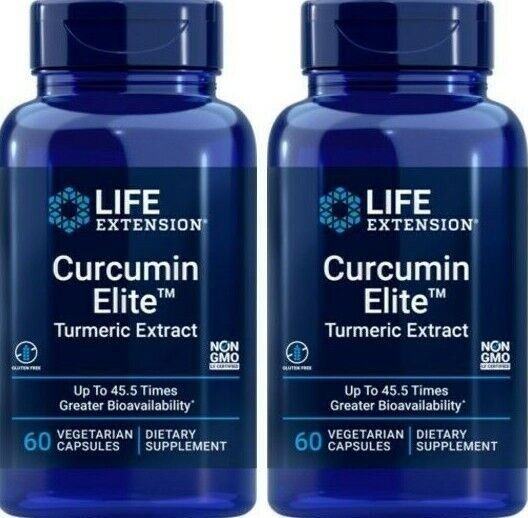 Life Extension Curcumin Elite Turmeric Extract/Two bottles Veg Capsules