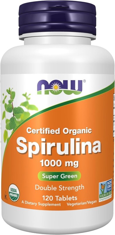 NOW Foods Supplements, Certified Organic, Spirulina 1000 mg (Double Strength), R