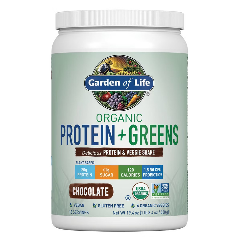 Garden of Life Organic Protein Greens Powder, CHOCOLATE, 19.4oz, 04/09/27