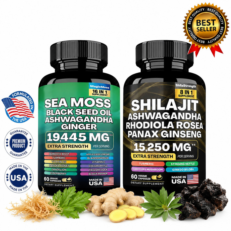 Sea Moss & Shilajit (Black Seed Oil, Turmeric, Ashwagandha, Ginger, Vitamin D