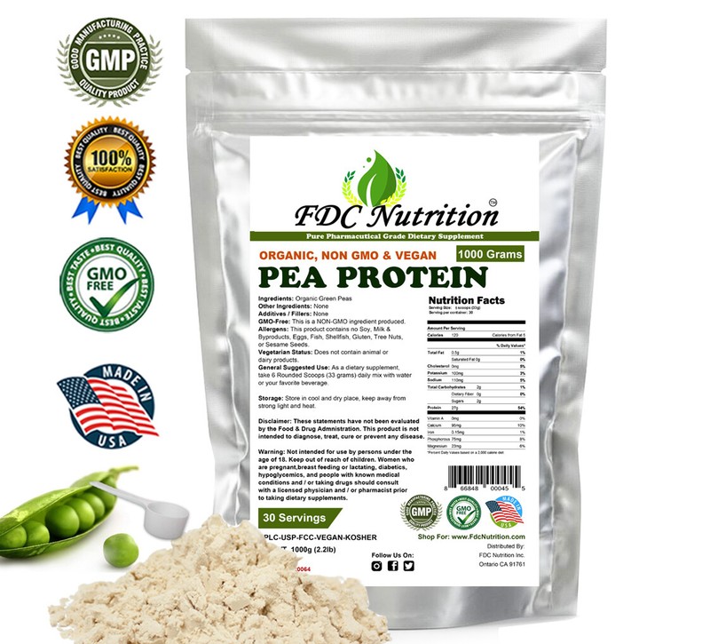 HIGH PROTEIN Organic Pea Protein Powder – Vegan -NON-GMO — Pro Isolate 2.2lb