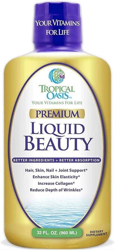 Tropical Oasis Liquid Beauty Supplement for Hair, Skin, & Nail Growth, 32 Serv.