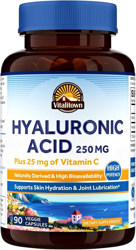 Vitalitown Hyaluronic Acid Supplements 250 mg, Plus 25 mg Vitamin C,…