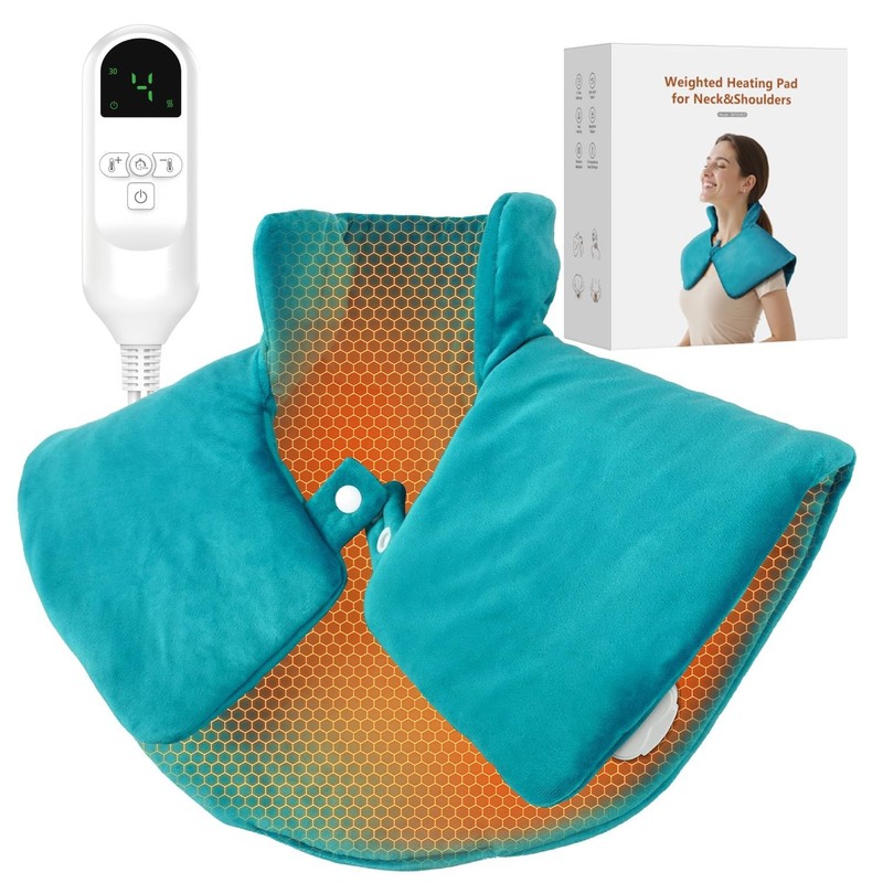 Weighted Heating Pad for Neck and Shoulders, Electric Heat Wrap with 6 Temper…
