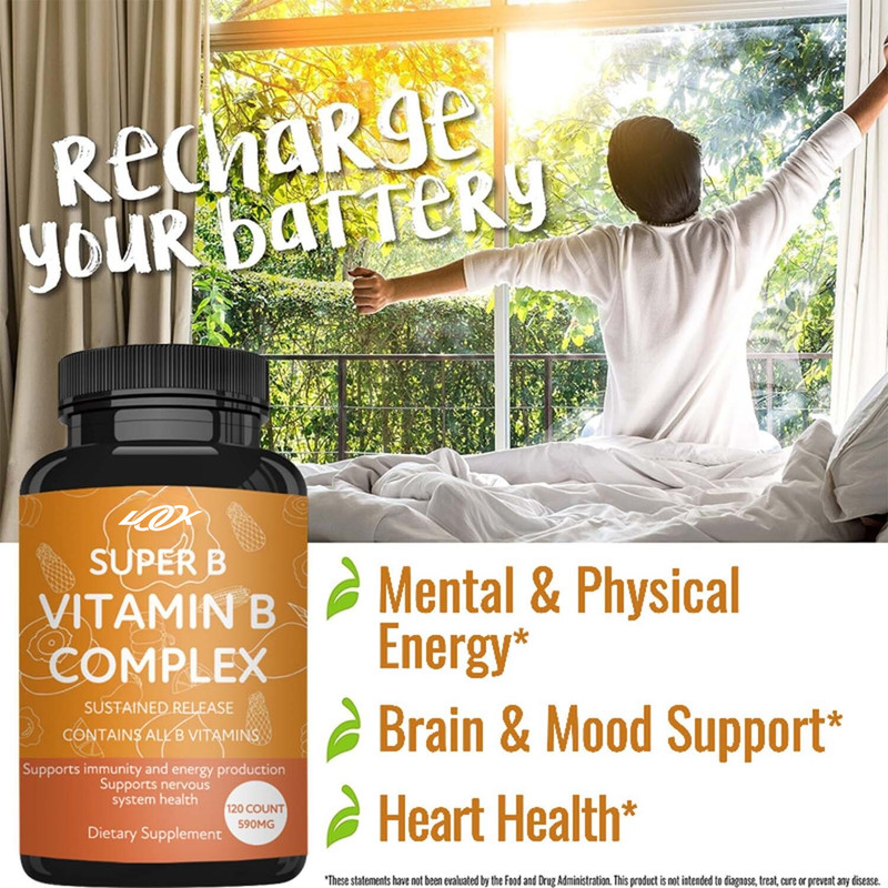 Vitamin B Complex Capsules-with B1,B2,B3,B5,B6,B12 Energy Support Immune Booster gallery