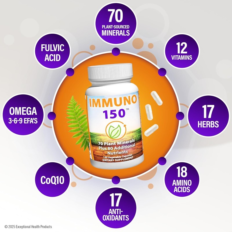 Immuno 150 Support Supplement,Packed w/70 Plant Minerals,13 Essential Vitamins gallery