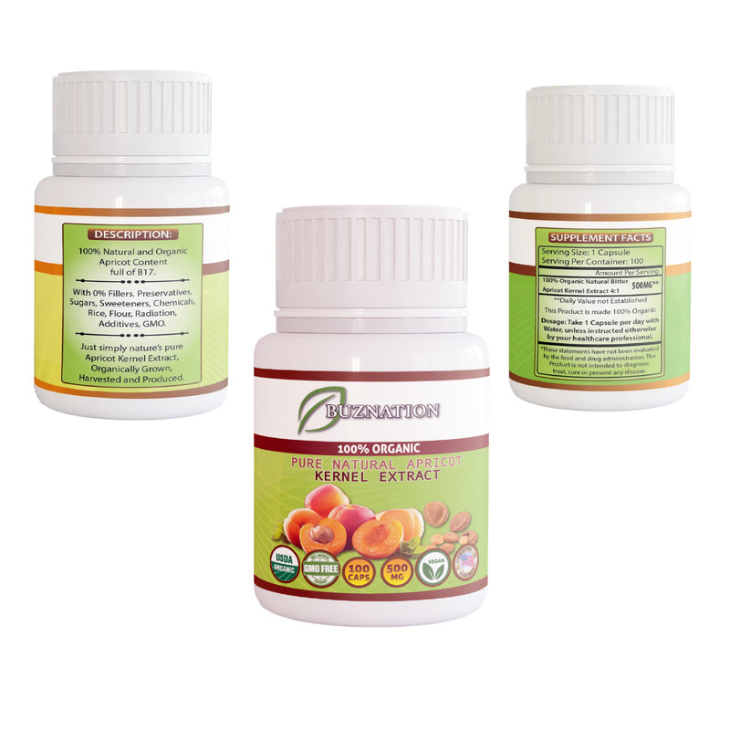 Organic Apricot Extract Boosts Metabolism & Healthy Skin Organic 100 Caps 500mg gallery
