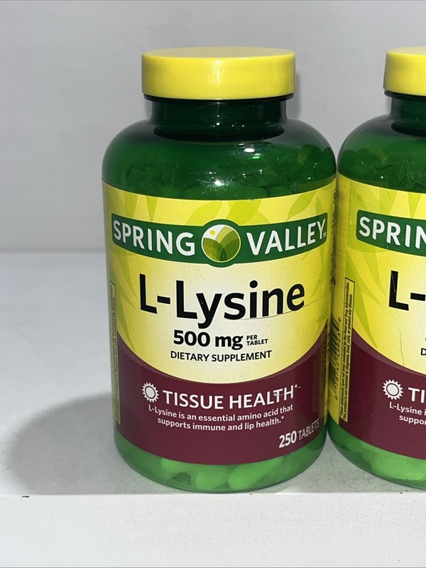 2 Sealed L-Lysine 500mg, Tissue Health Supplement 250 Tabs Each gallery