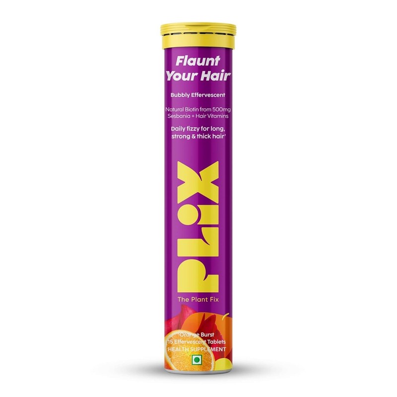 PLIX Biotin Effervescent Tabs Long, Lustrous Hair Vegan 15 Orange Tabs-FREE SHIP