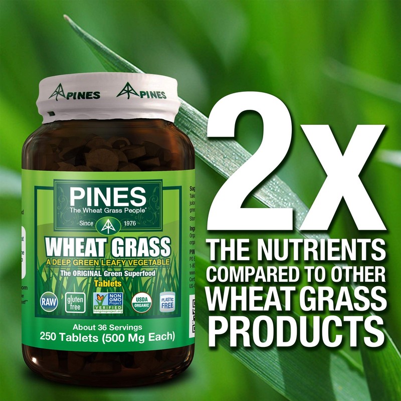 PINES Organic Wheat Grass, 250 Count Tablets | PINES Wheat Grass as featured in gallery