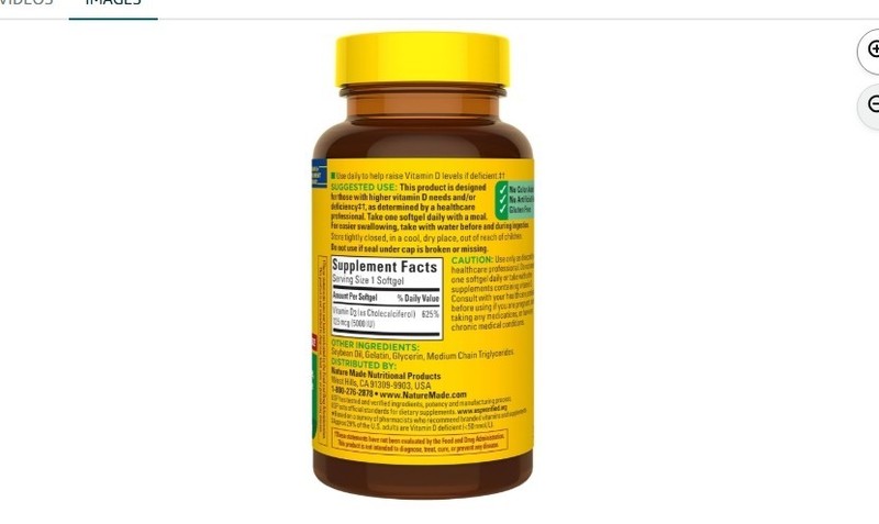 Nature Made Vitamin D3 5000 IU Ultra Strength Softgels - 180 Count gallery