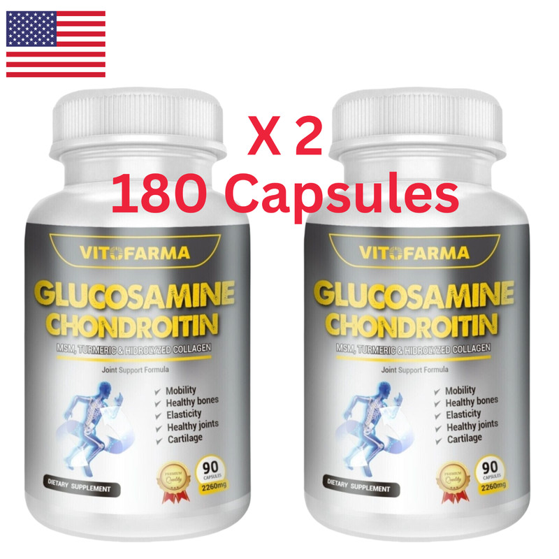 2 X GLUCOSAMINE CHONDROITIN TURMERIC JOINT SUPPORT 2260MG TRIPLE STRENGTH Ct180