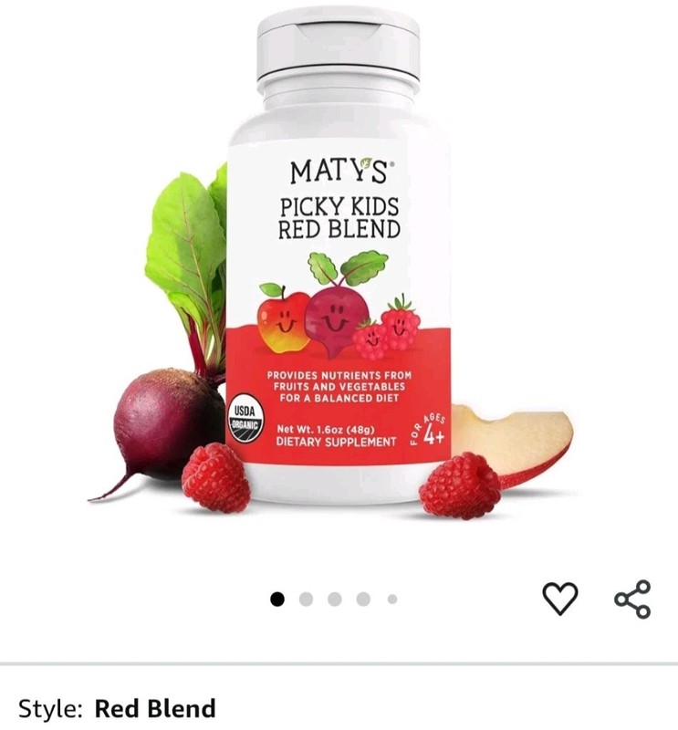 Matys Organic Picky Kids Red Blend, Fruit and Veggie Supplement/vitamins Kids 4+