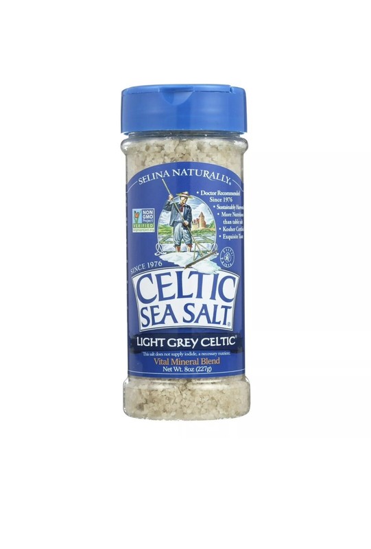 Celtic Sea Salt Light Grey Shaker Gluten-Free Kosher 8 Oz Selina Naturally 04/34