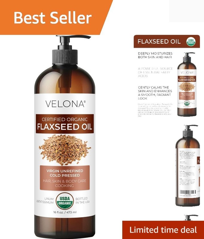 Moisturizing Unrefined Organic Flaxseed Oil 16 Fl Oz – Multi-Purpose Care Oil