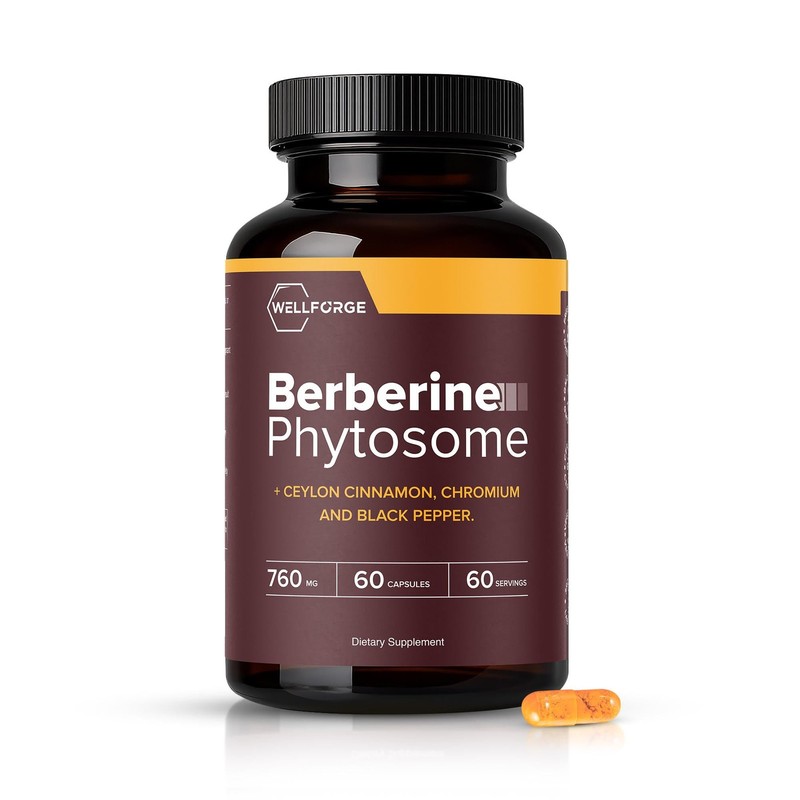 Berberine Phytosome 550mg, 60 Capsules - with Ceylon Cinnamon (200mg), Chromi...