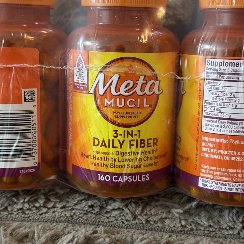 (3) MetaMucil 3-IN-1 Daily Fiber Digestive Heart & Health 160ct Each - EXP 08/28 gallery