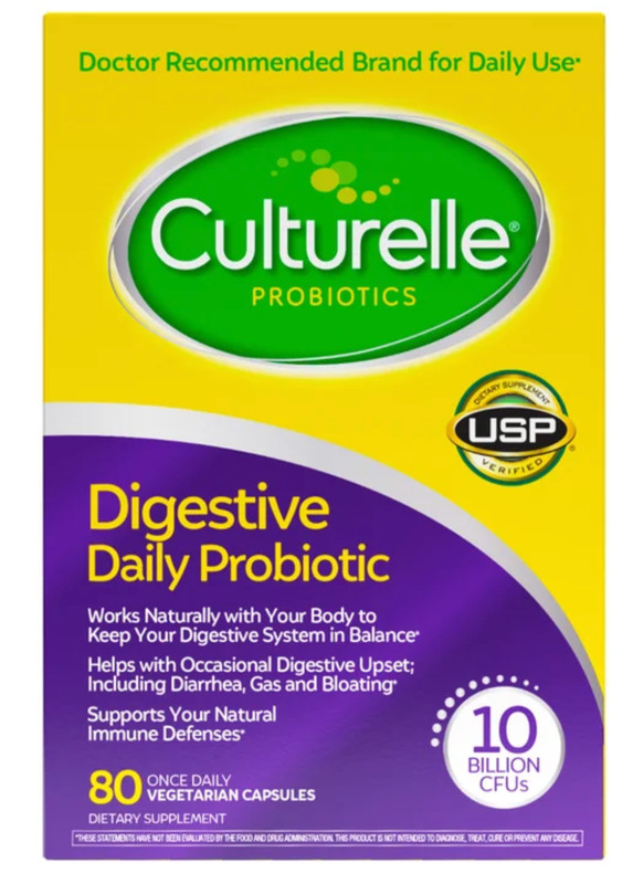 Culturelle Digestive Daily Probiotic 10 Billion CFUs 80 Capsules Once Daily