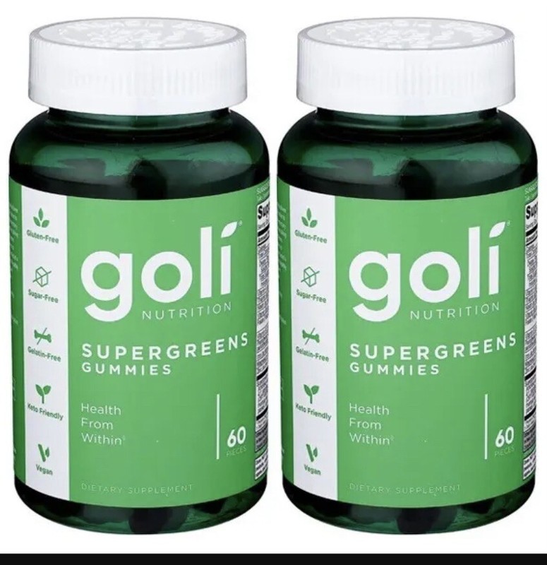 2 Pack Goli Nutrition Supergreens Vitamins Gummies 60 Ct Each
